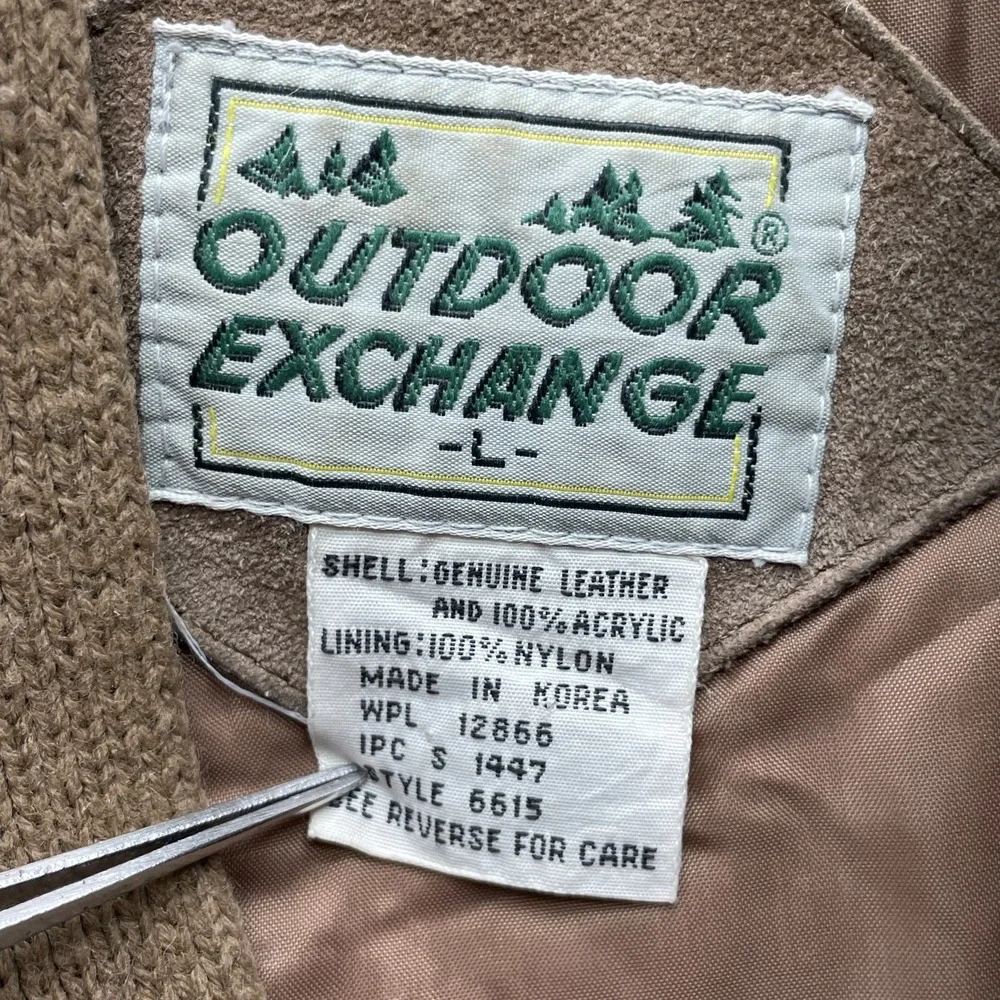 VTG Outdoor Exchange Suede Leather Cardigan Jacket Large Grandpa Academia 70's
